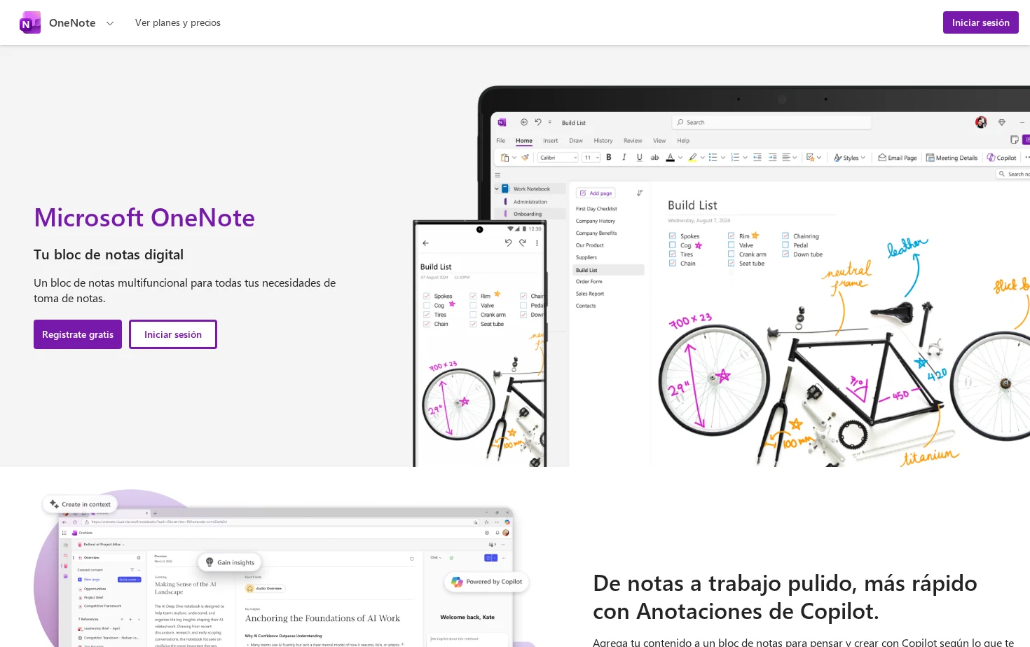 Microsoft OneNote 页面快照